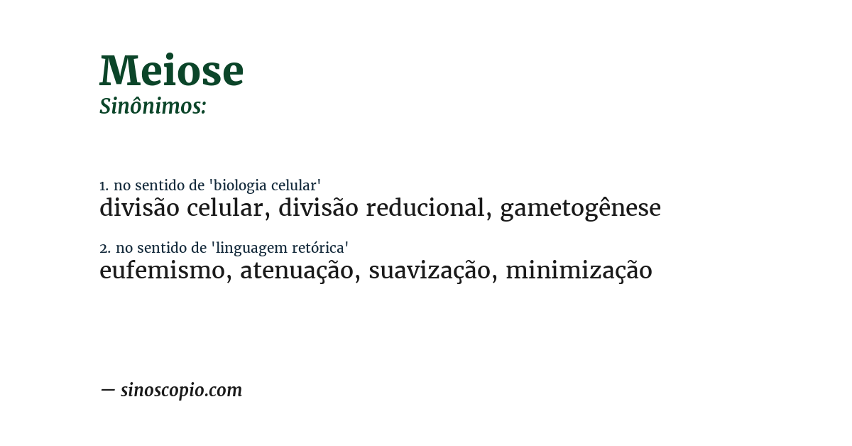 Sinônimo de meiose