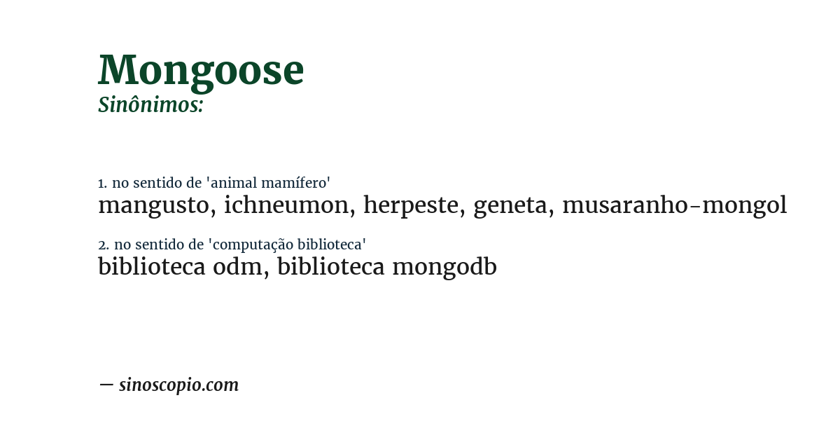 Sinônimo de mongoose