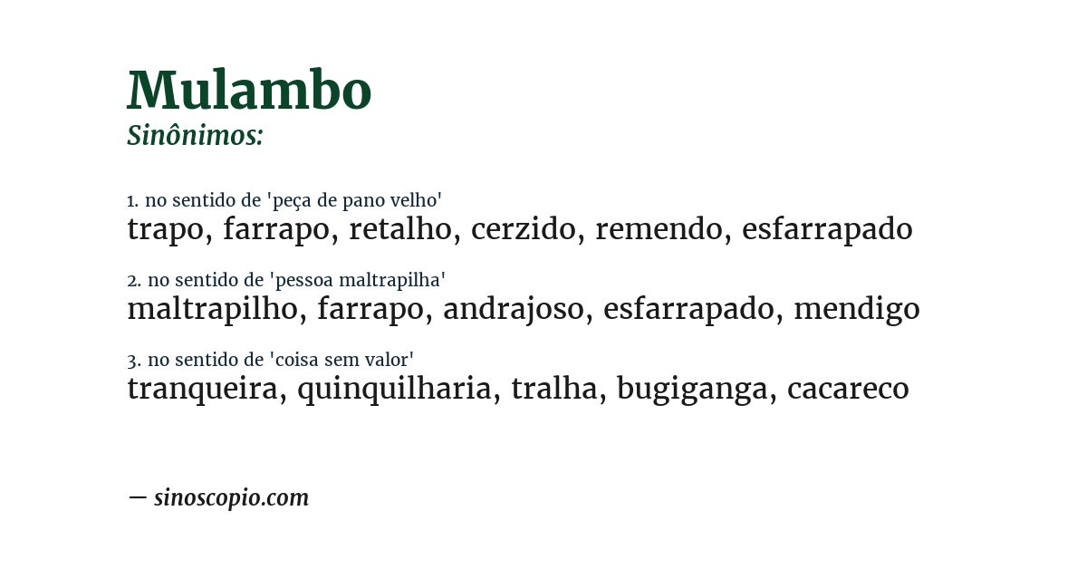 Sinônimo de mulambo