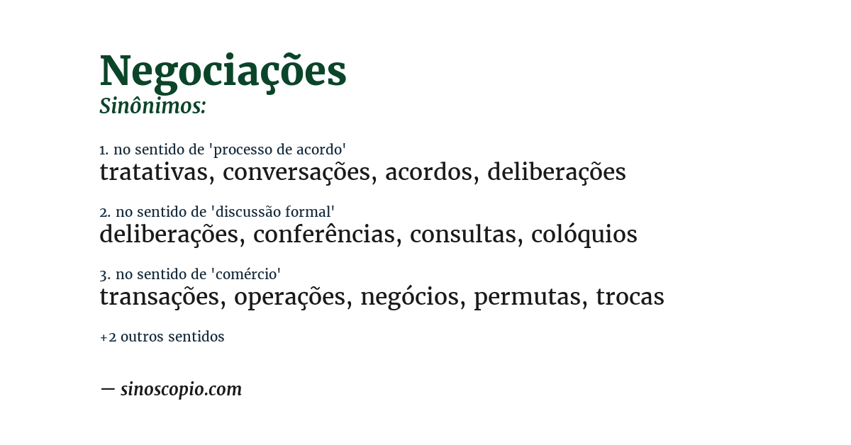 Sinônimo de negociações