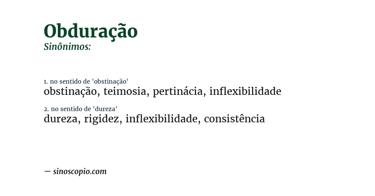 Sinônimo de obduração