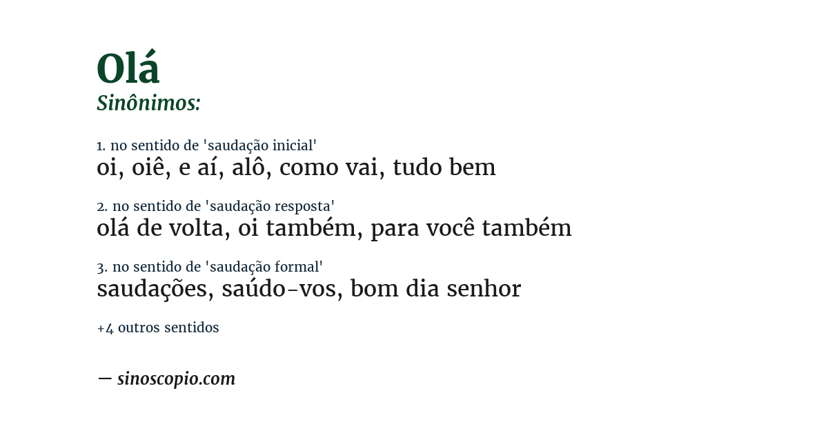 Sinônimo de olá