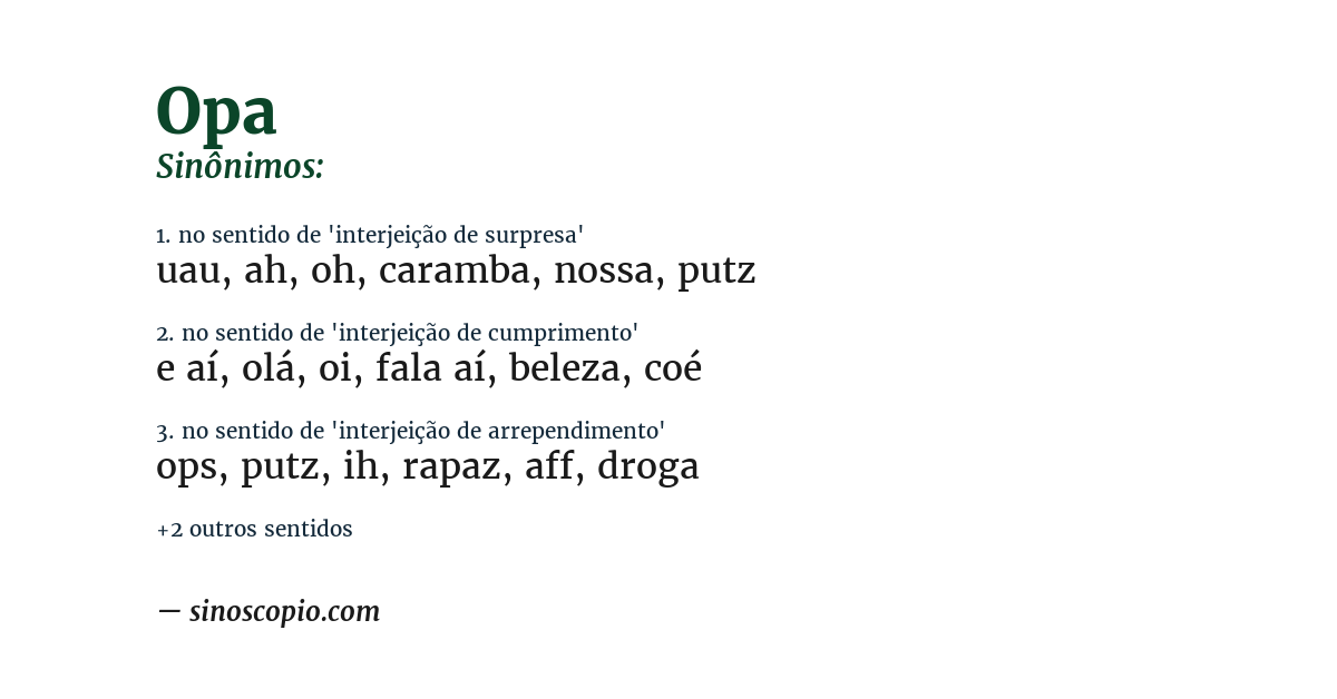 Sinônimo de opa