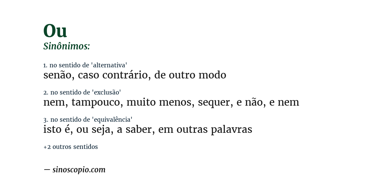 Sinônimo de ou