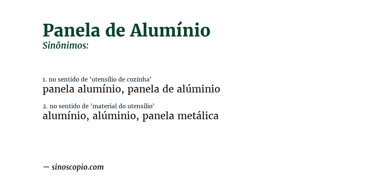 Sinônimo de panela de alumínio