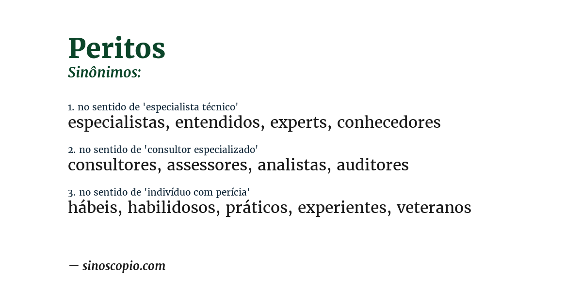 Sinônimo de peritos