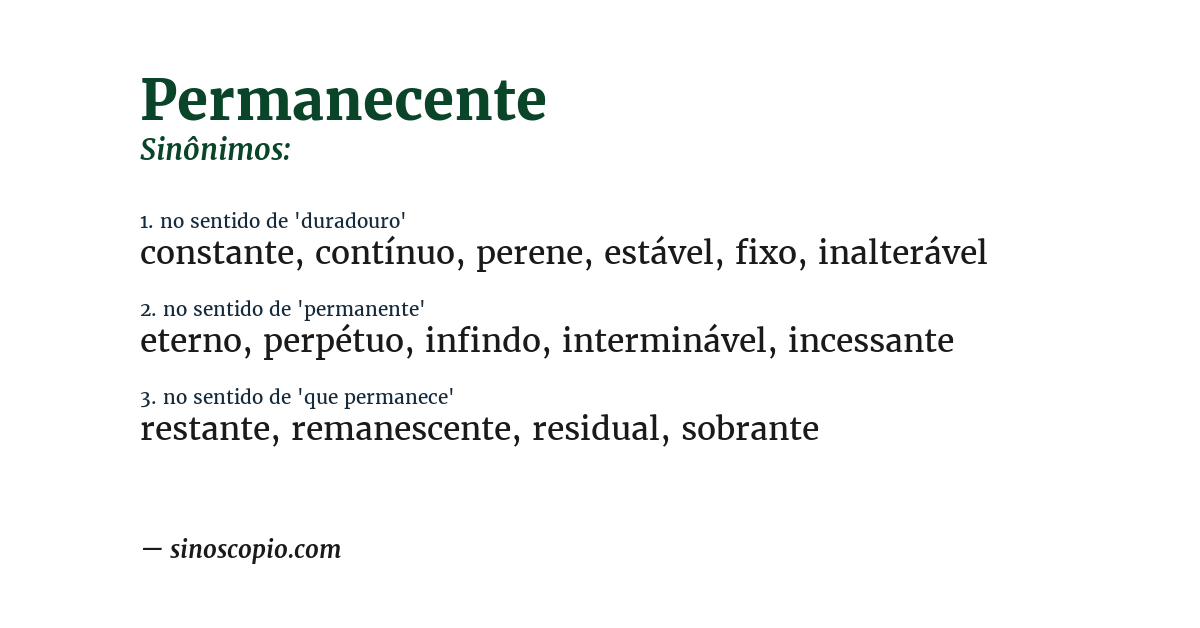 Sinônimo de permanecente