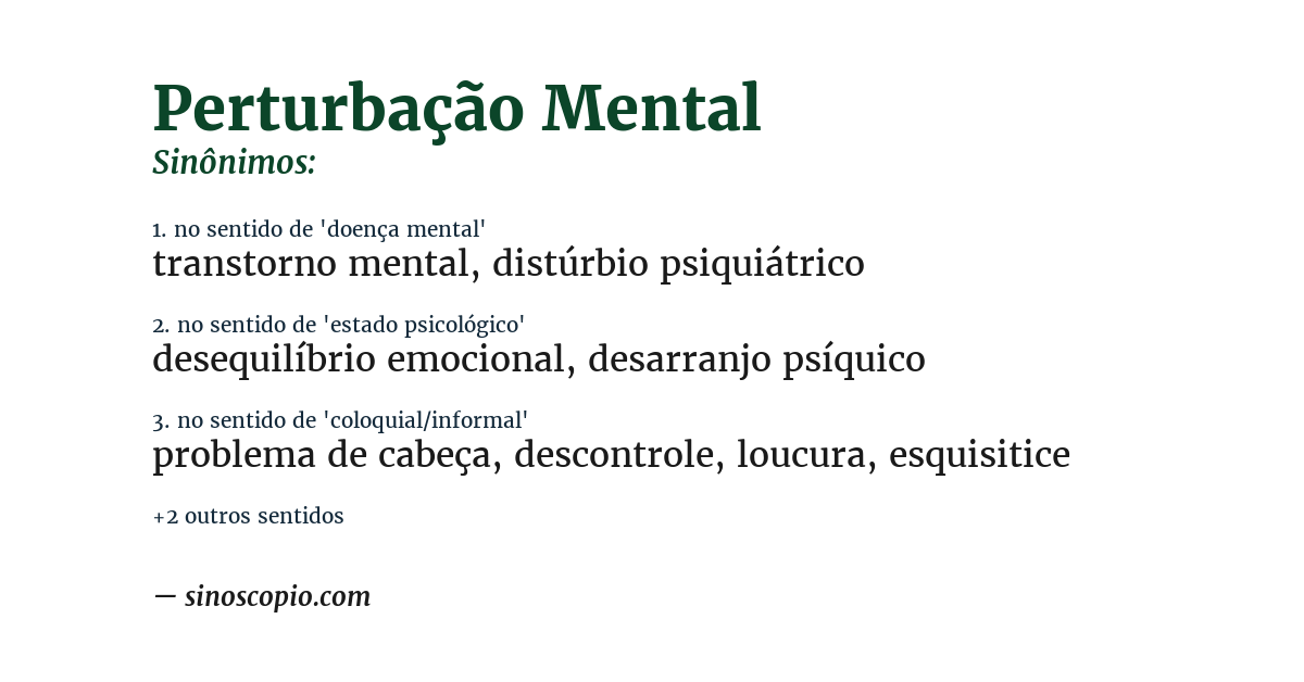 Sinônimo de perturbação mental