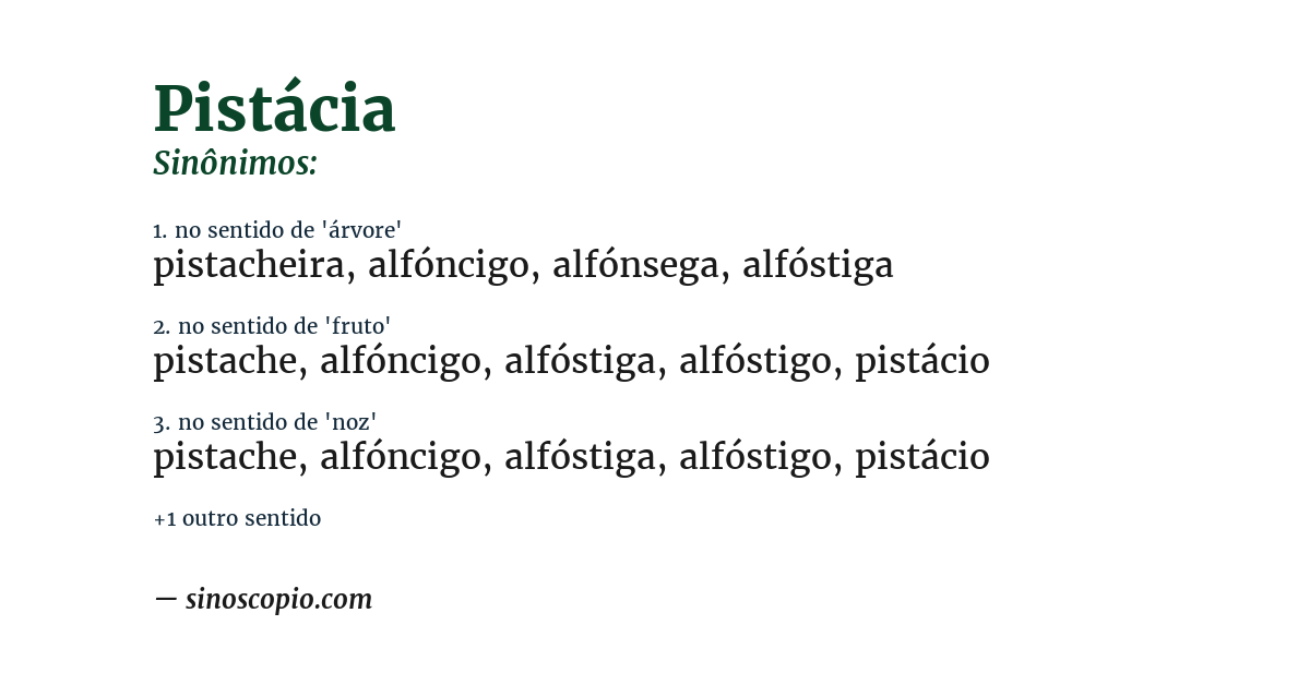 Sinônimo de pistácia