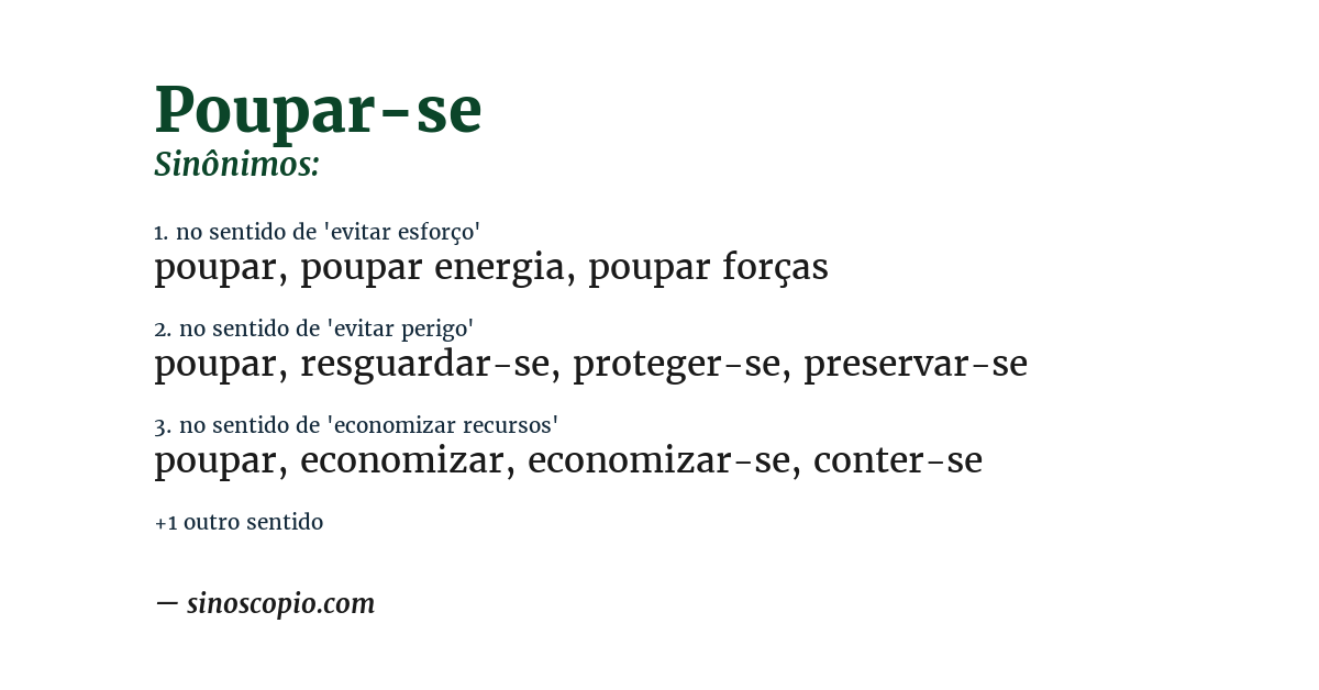 Sinônimo de poupar-se