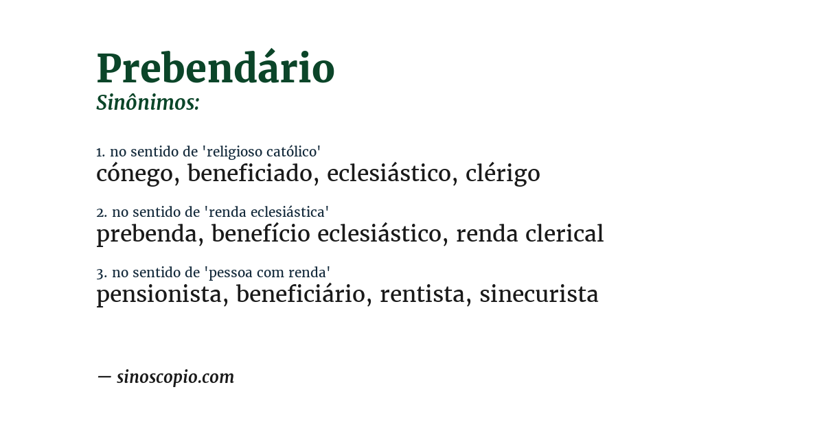 Sinônimo de prebendário