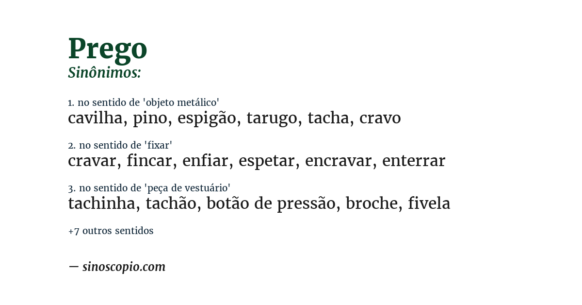 Sinônimo de prego