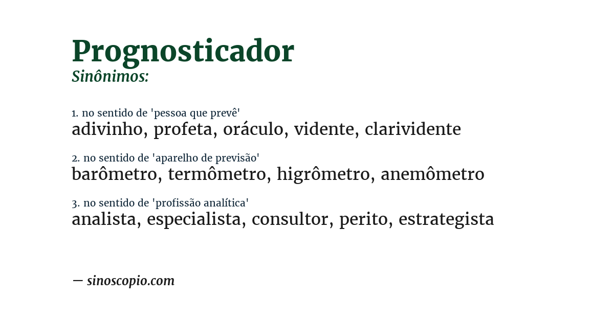 Sinônimo de prognosticador
