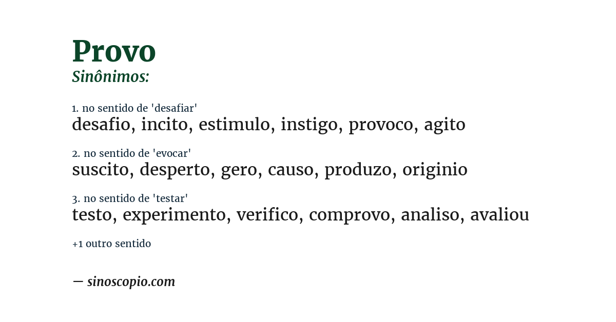 Sinônimo de provo