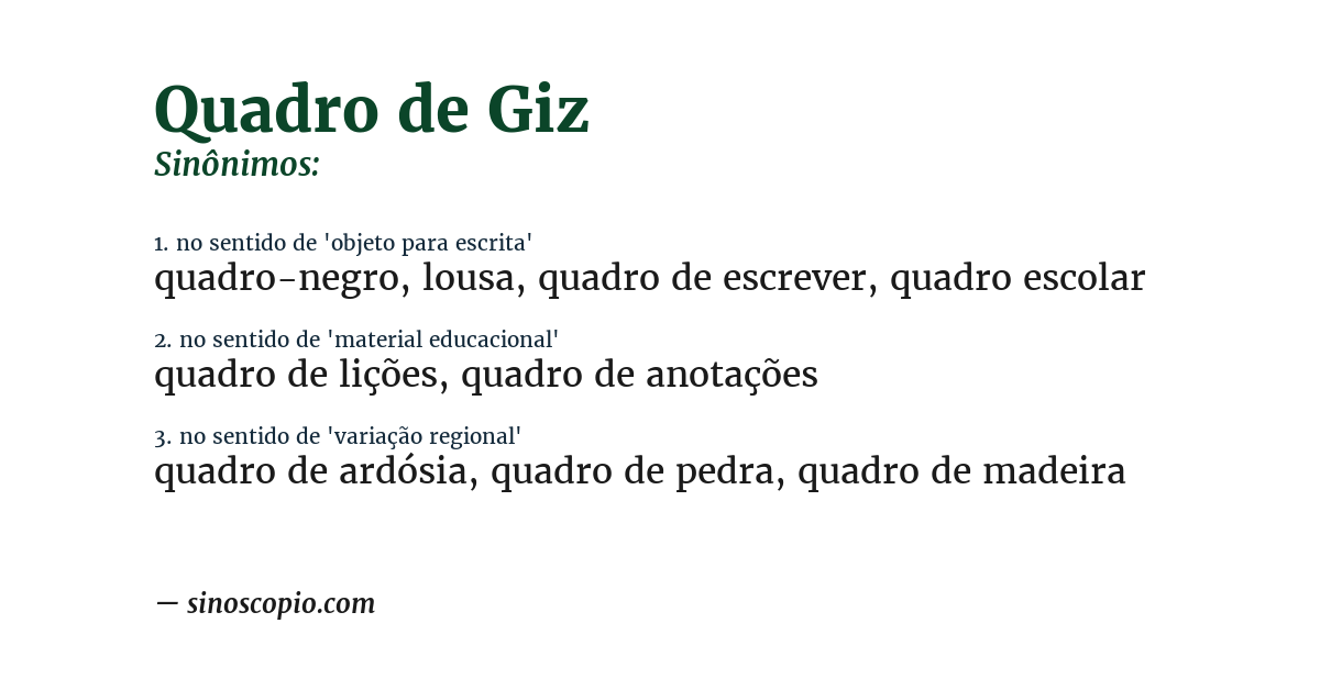 Sinônimo de quadro de giz