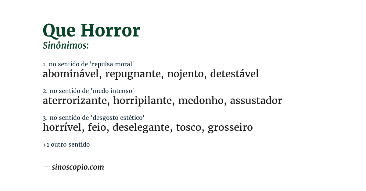 Sinônimo de que horror