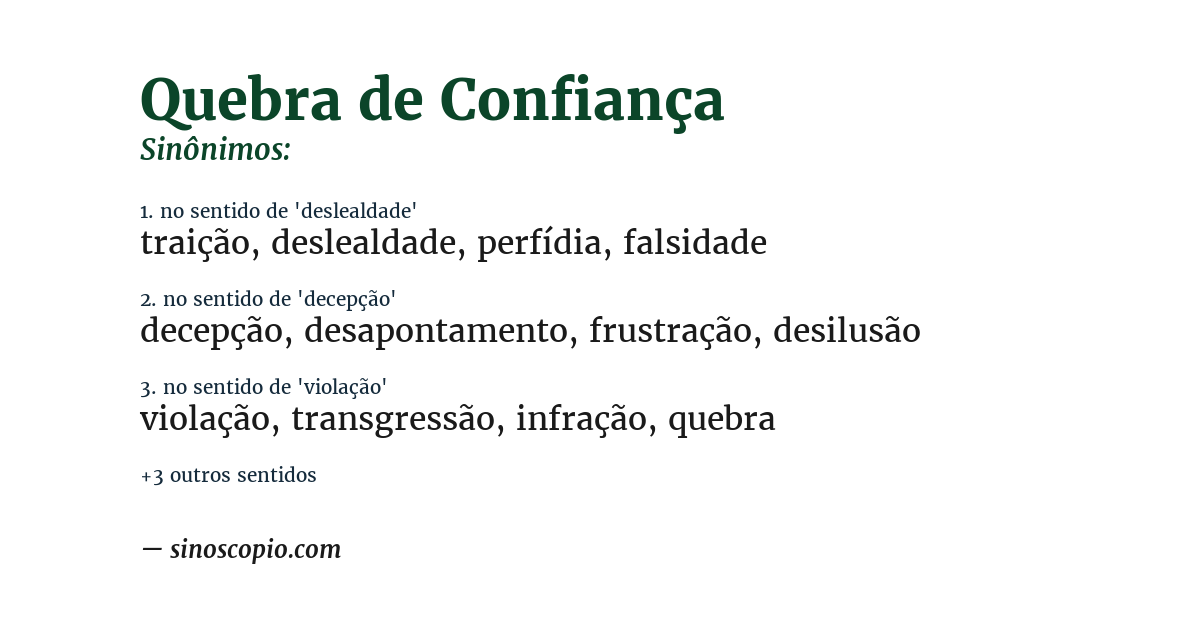 Sinônimo de quebra de confiança