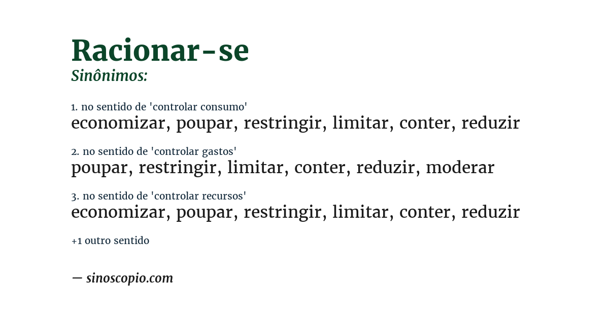 Sinônimo de racionar-se