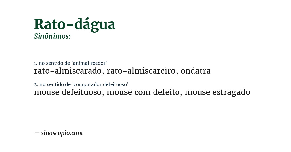 Sinônimo de rato-dágua