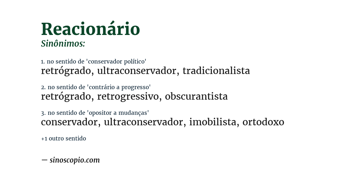 Sinônimo de reacionário