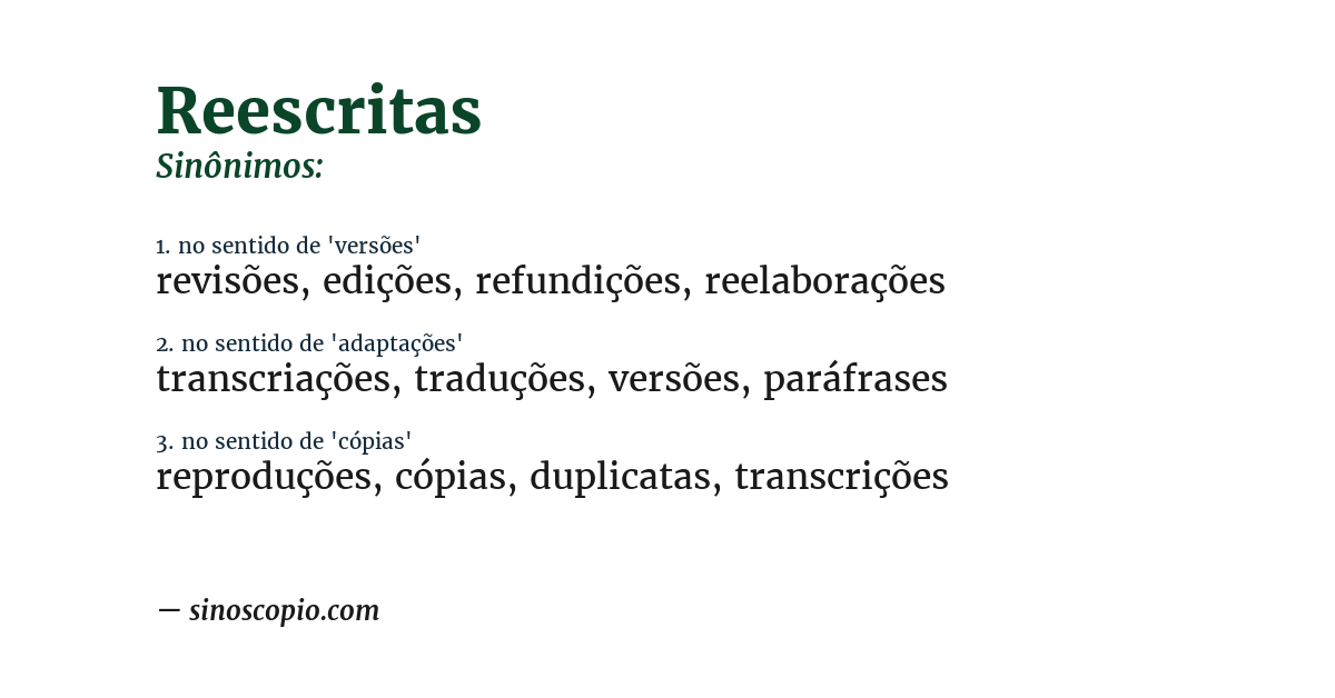 Sinônimo de reescritas