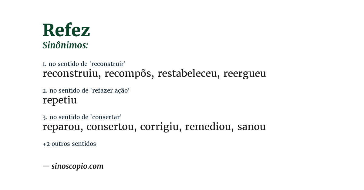Sinônimo de refez