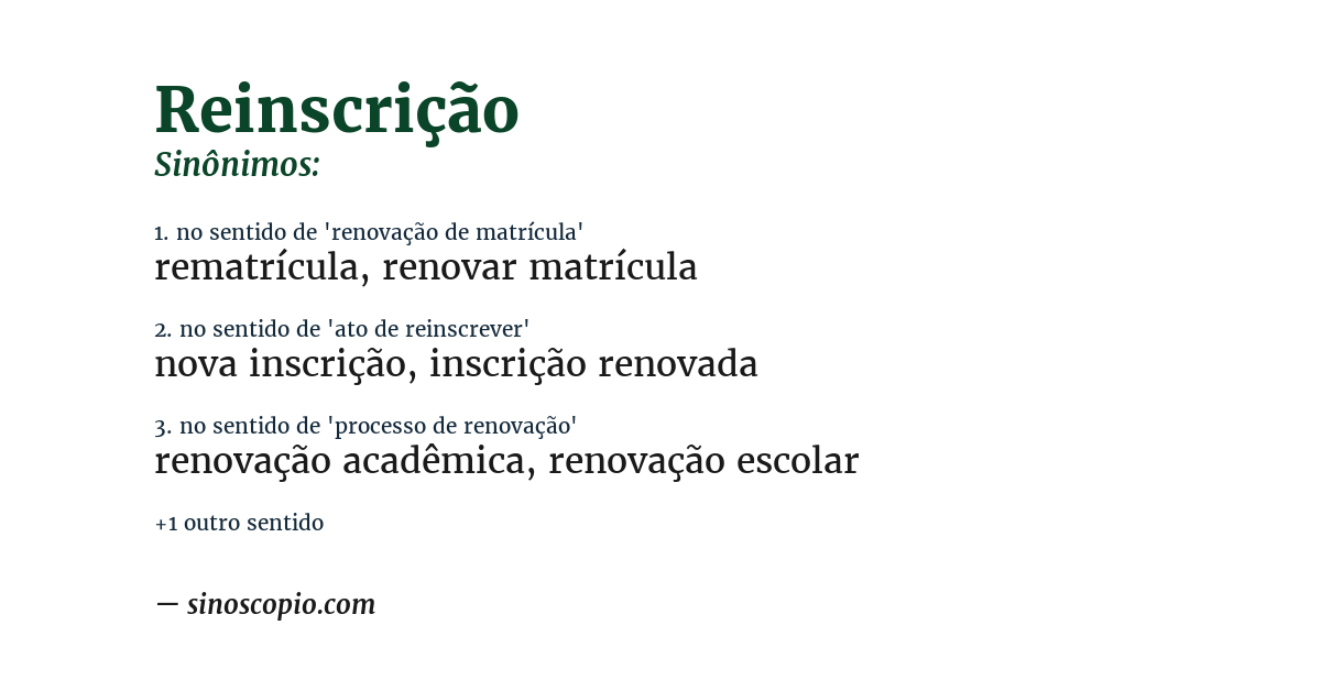 Sinônimo de reinscrição