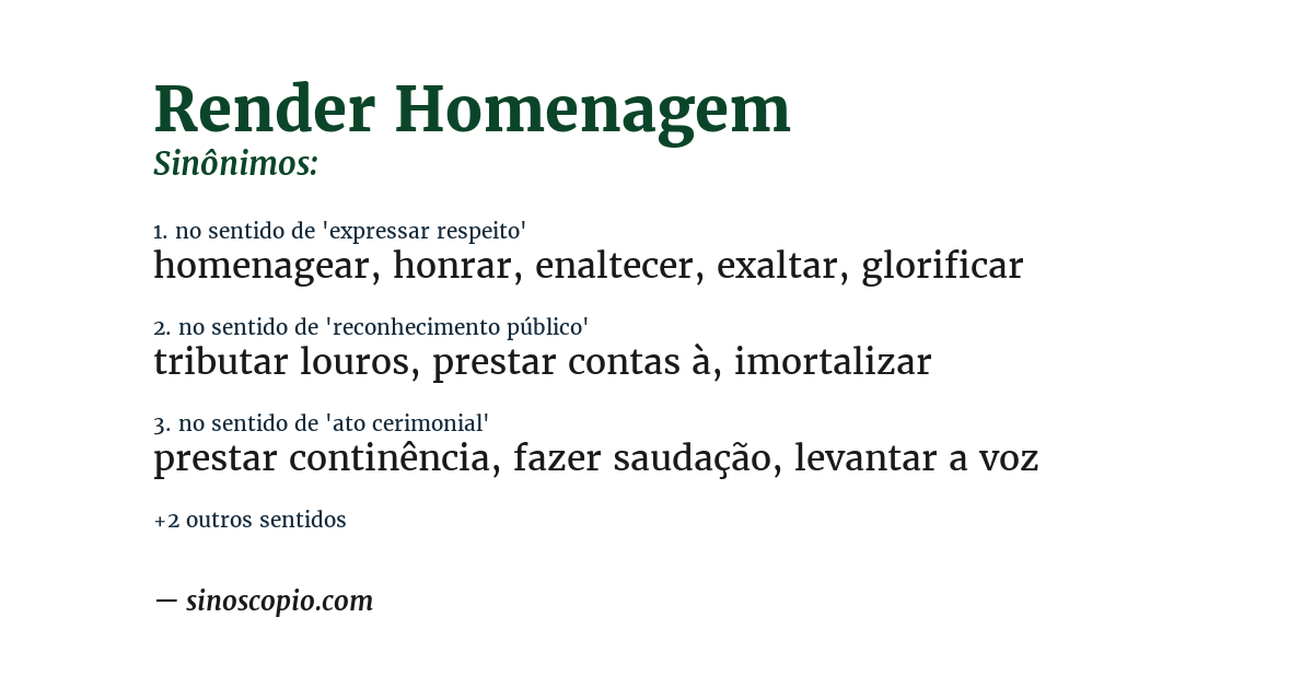 Sinônimo de render homenagem