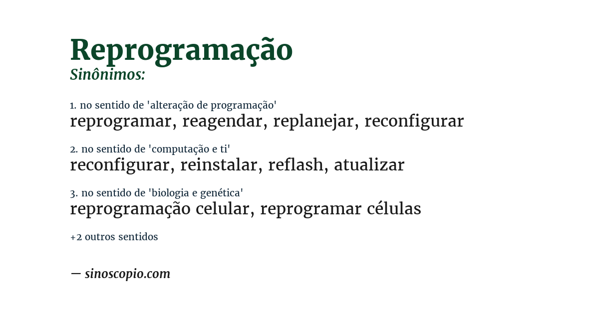 Sinônimo de reprogramação