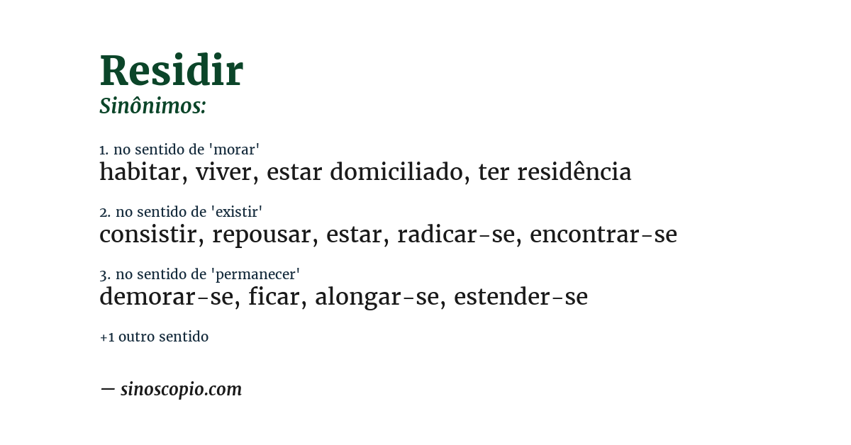Sinônimo de residir