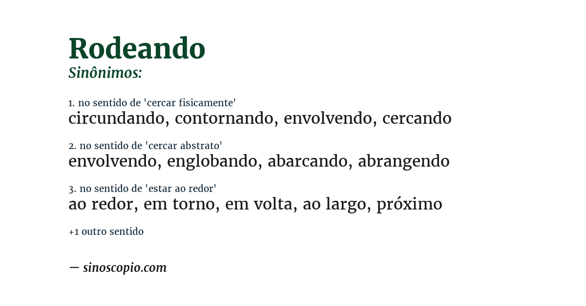 Sinônimo de rodeando