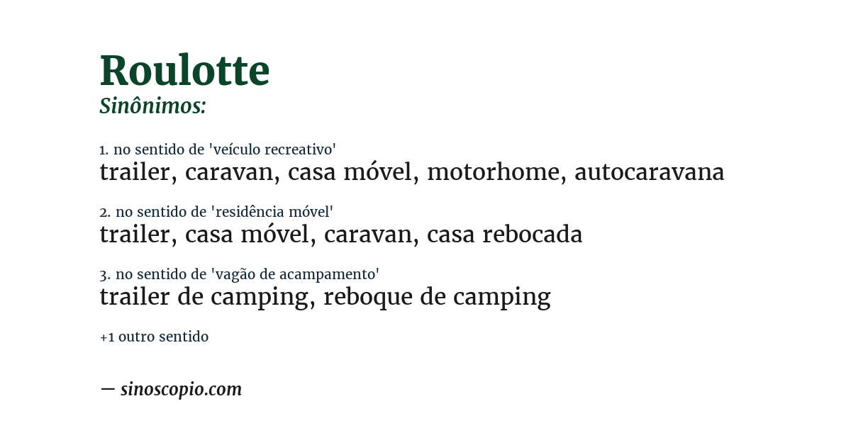 Sinônimo de roulotte