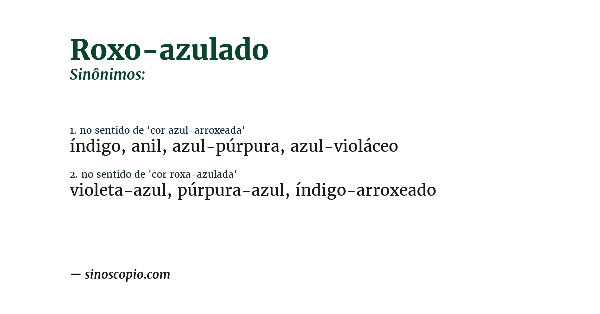 Sinônimo de roxo-azulado