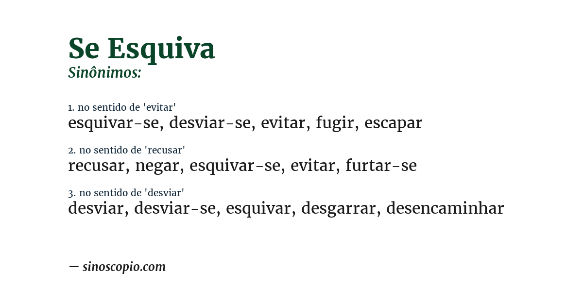 Sinônimo de se esquiva