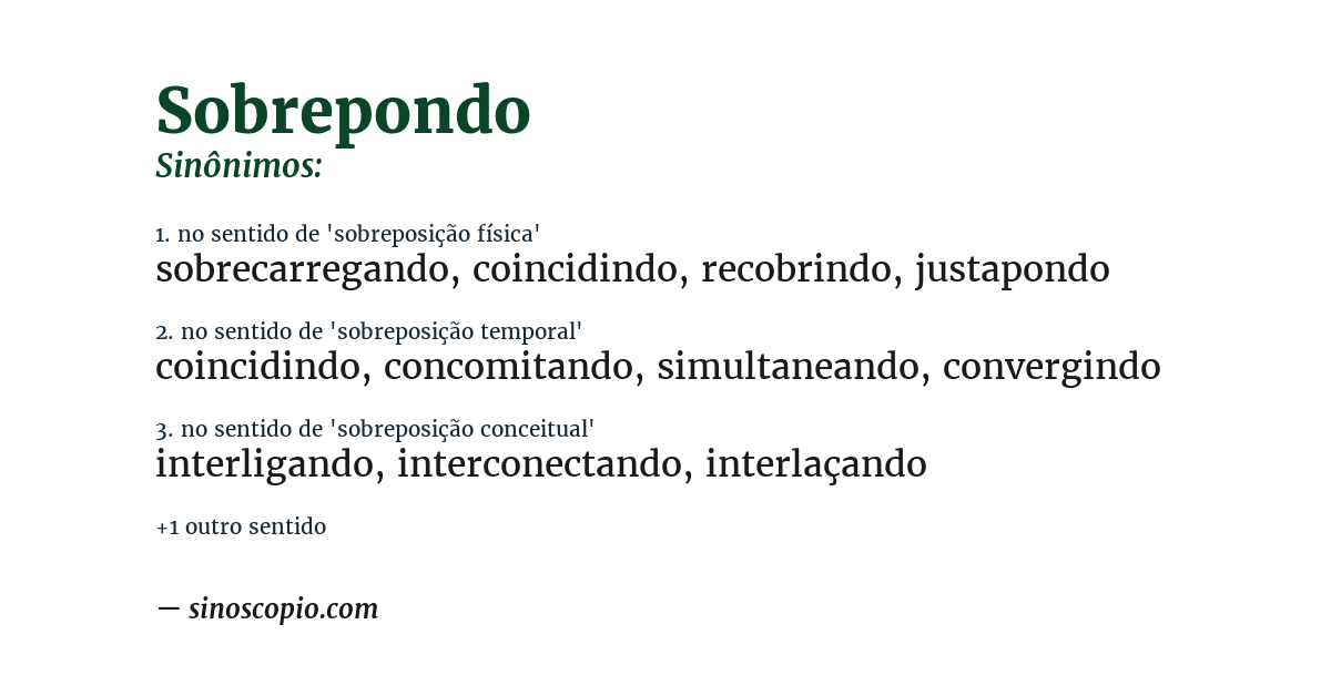 Sinônimo de sobrepondo