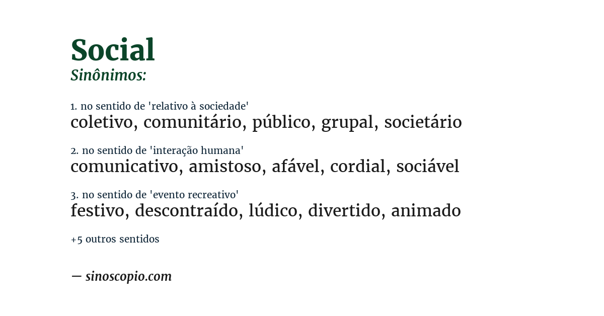 Sinônimo de social