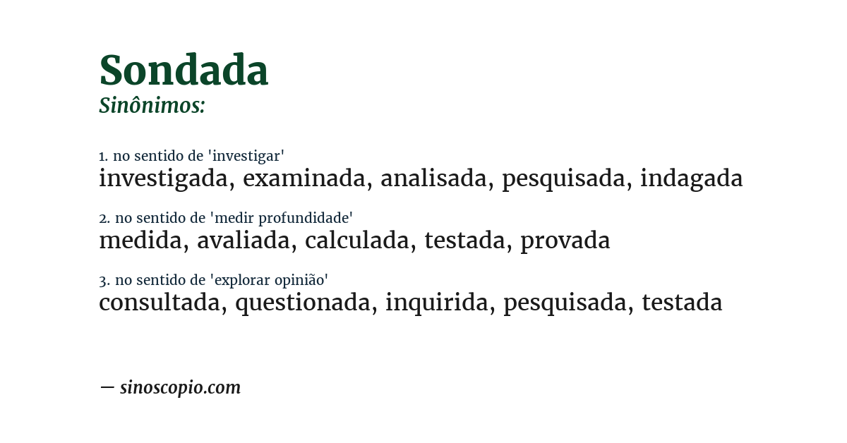 Sinônimo de sondada