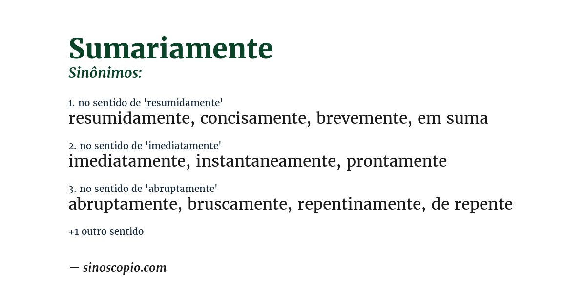 Sinônimo de sumariamente