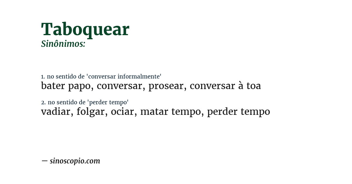 Sinônimo de taboquear