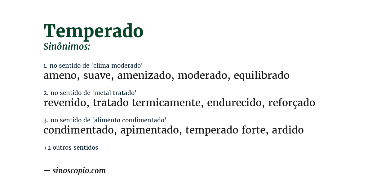 Sinônimo de temperado