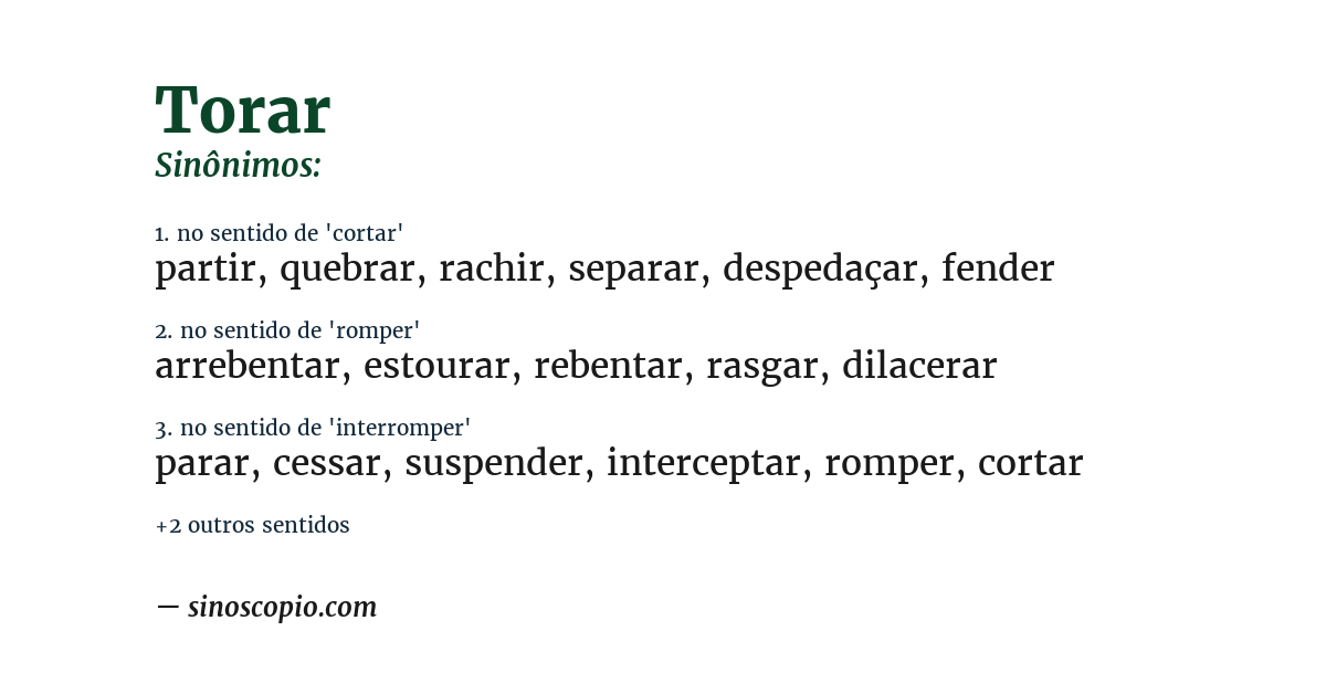 Sinônimo de torar