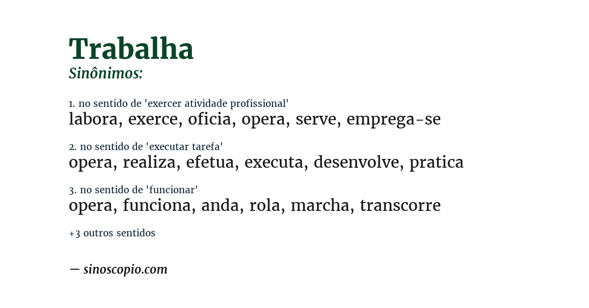 Sinônimo de trabalha