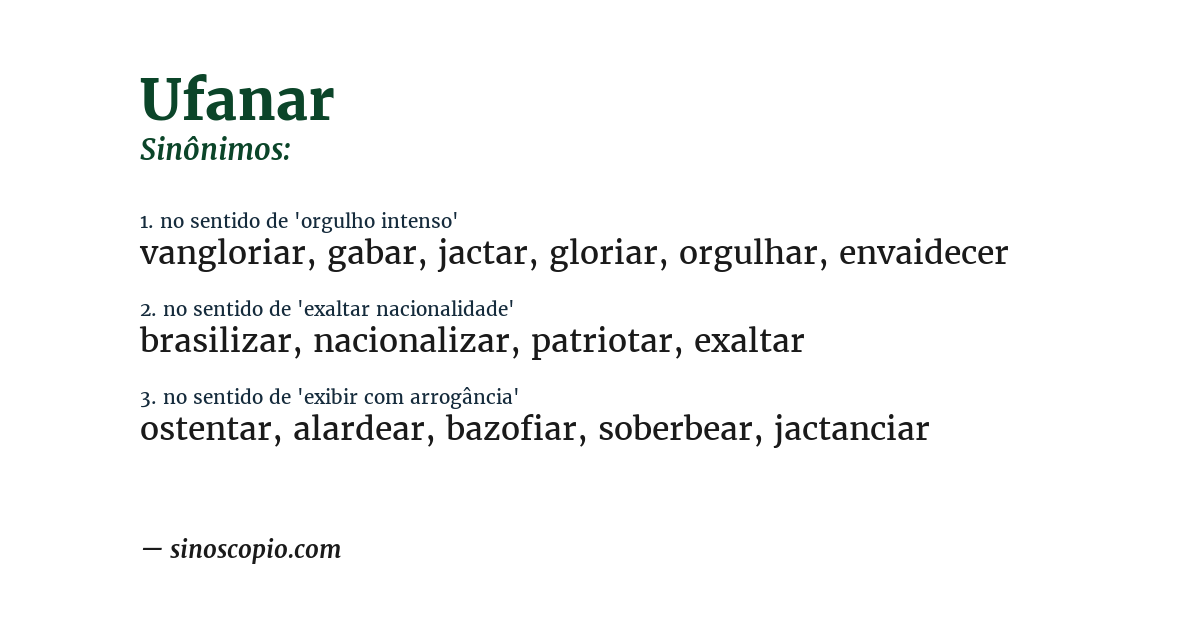 Sinônimo de ufanar