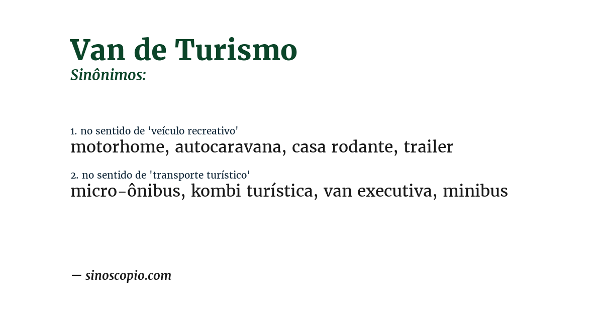 Sinônimo de van de turismo