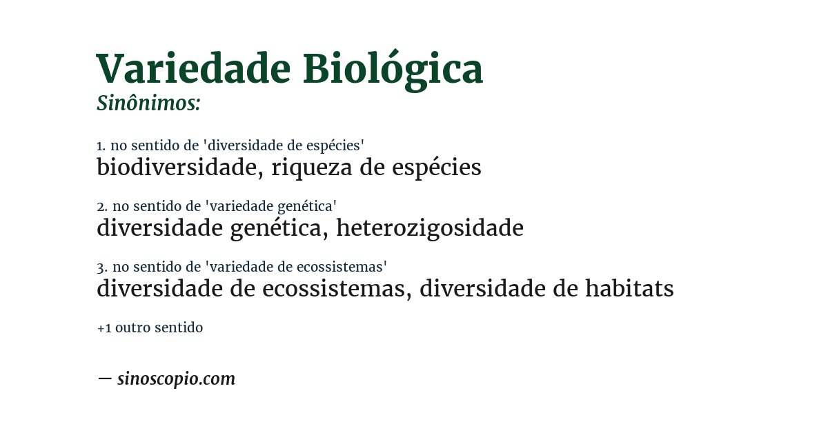 Sinônimo de variedade biológica
