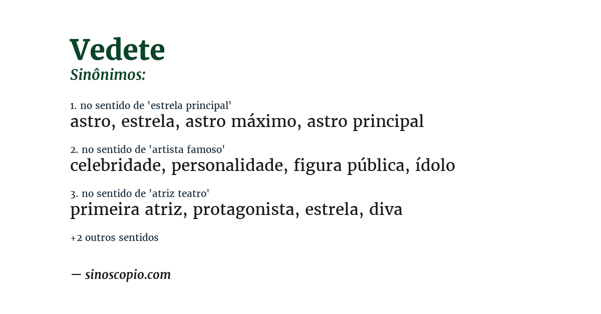 Sinônimo de vedete
