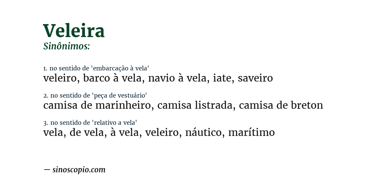 Sinônimo de veleira