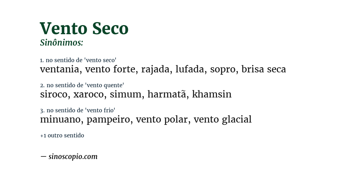 Sinônimo de vento seco