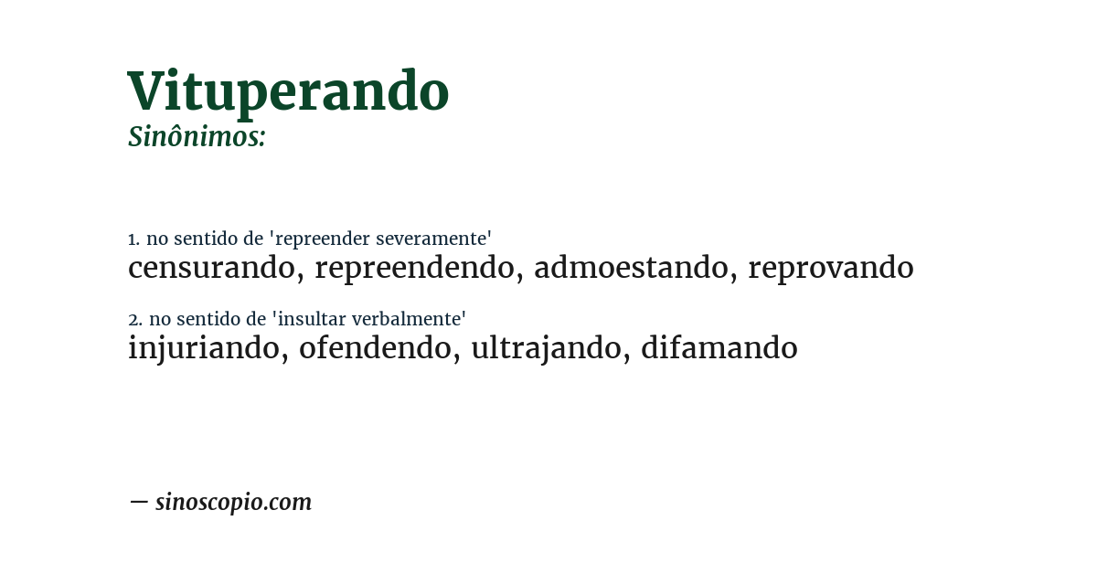 Sinônimo de vituperando