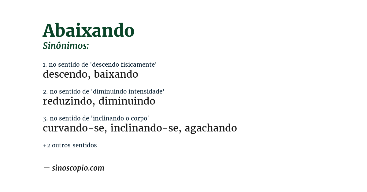 Sinônimo de abaixando
